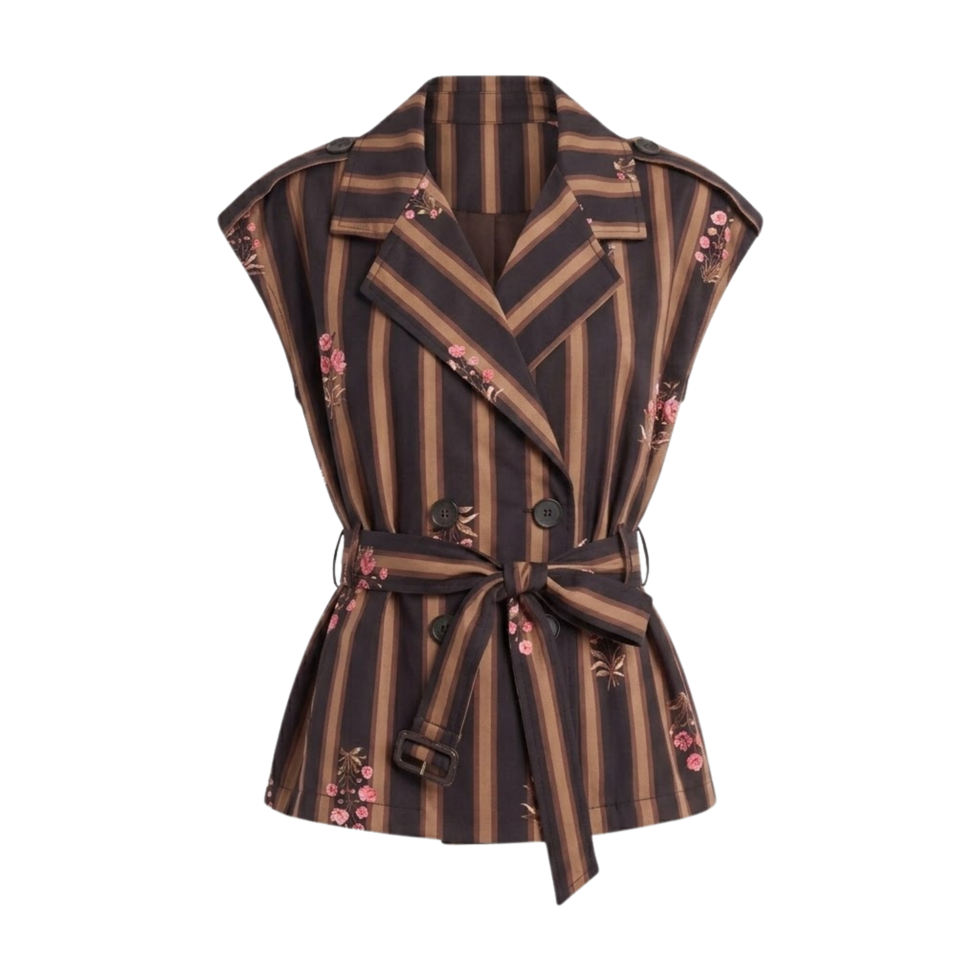 gilet rayures fleurs noir