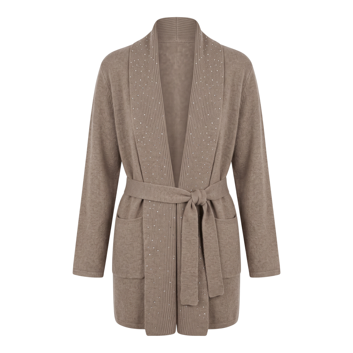 INTERDEE cardigan taupe laine cachemire