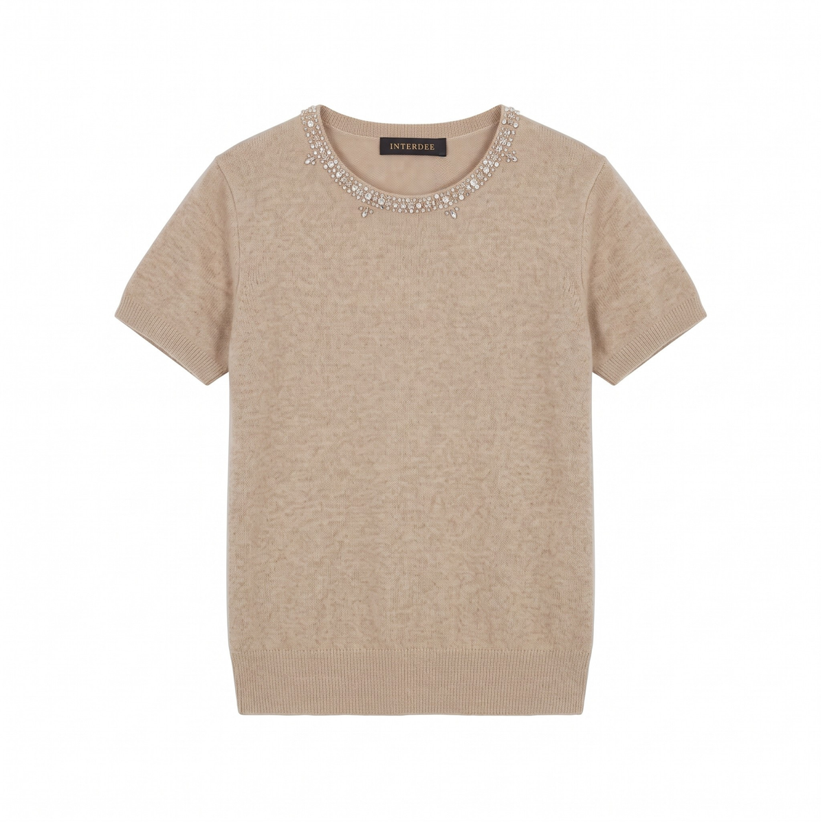 Interdee pull m. c. cachemire beige /  sequins col