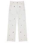 Jeans blanc FLEURS brodées