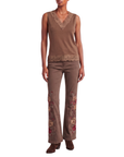 Jeans marron fleurs baroque