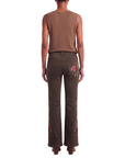 Jeans marron fleurs baroque