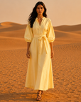 Robe manches bouffantes jaune