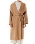 Manteau col châle camel