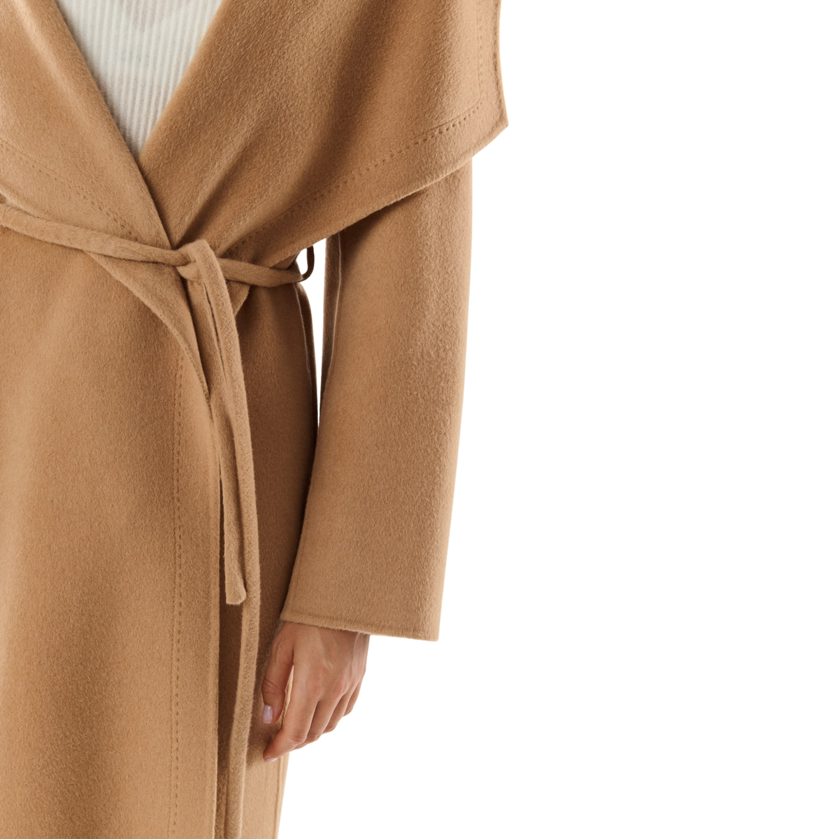 Manteau col châle camel