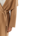 Manteau col châle camel