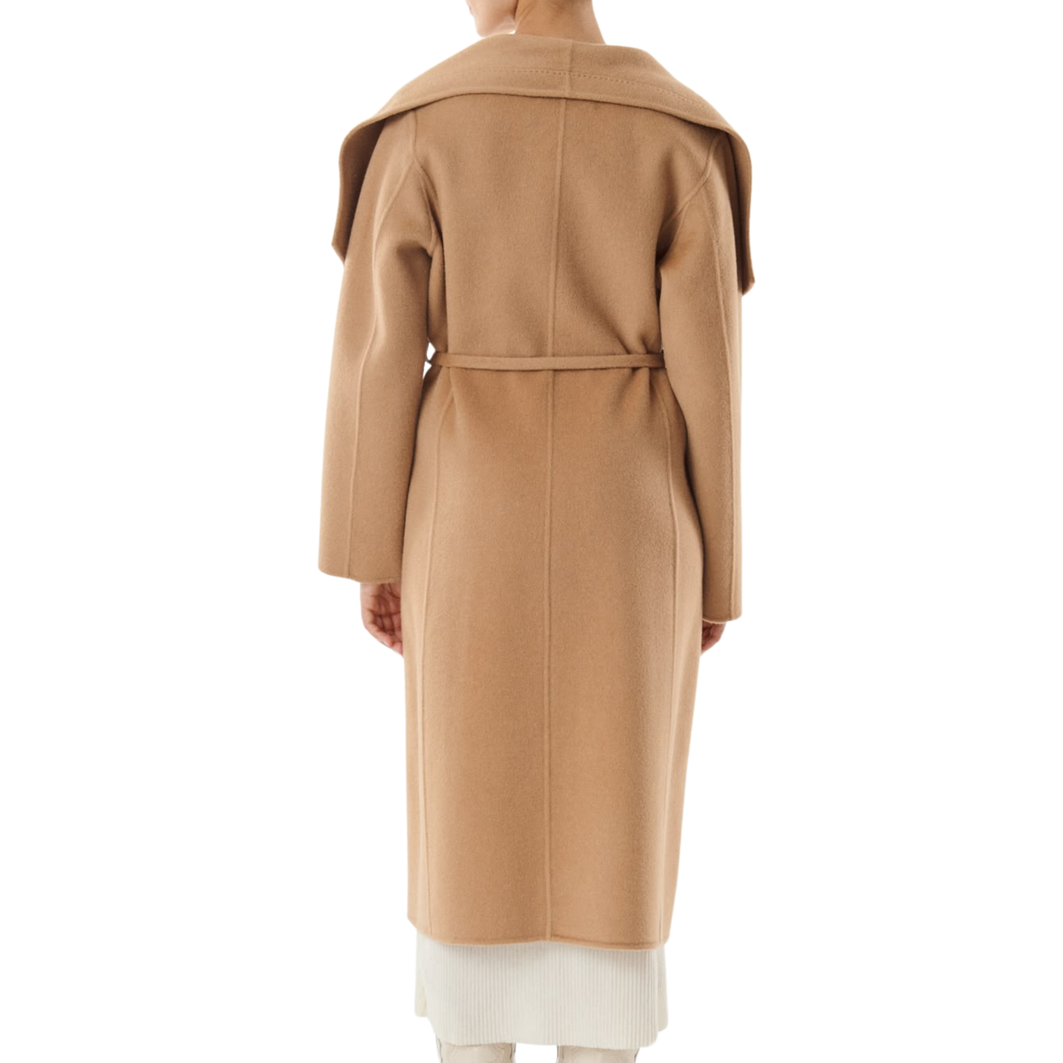 Manteau col châle camel
