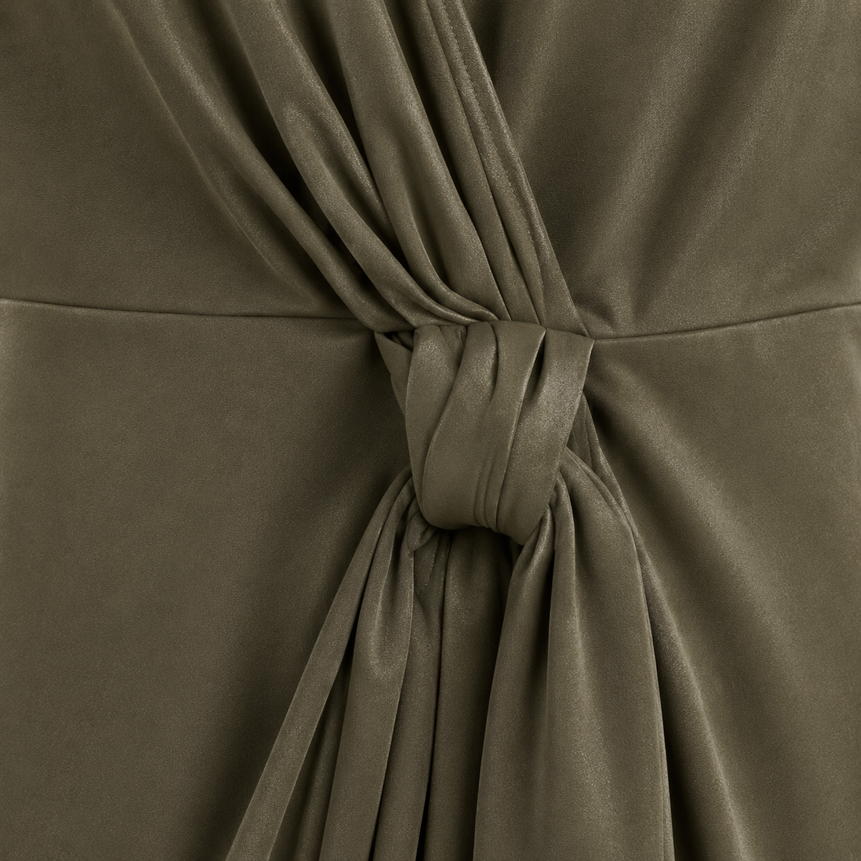 Robe drapée noeud kaki