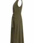 Robe drapée noeud kaki
