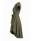 Robe Mariley noeud kaki coton glacé