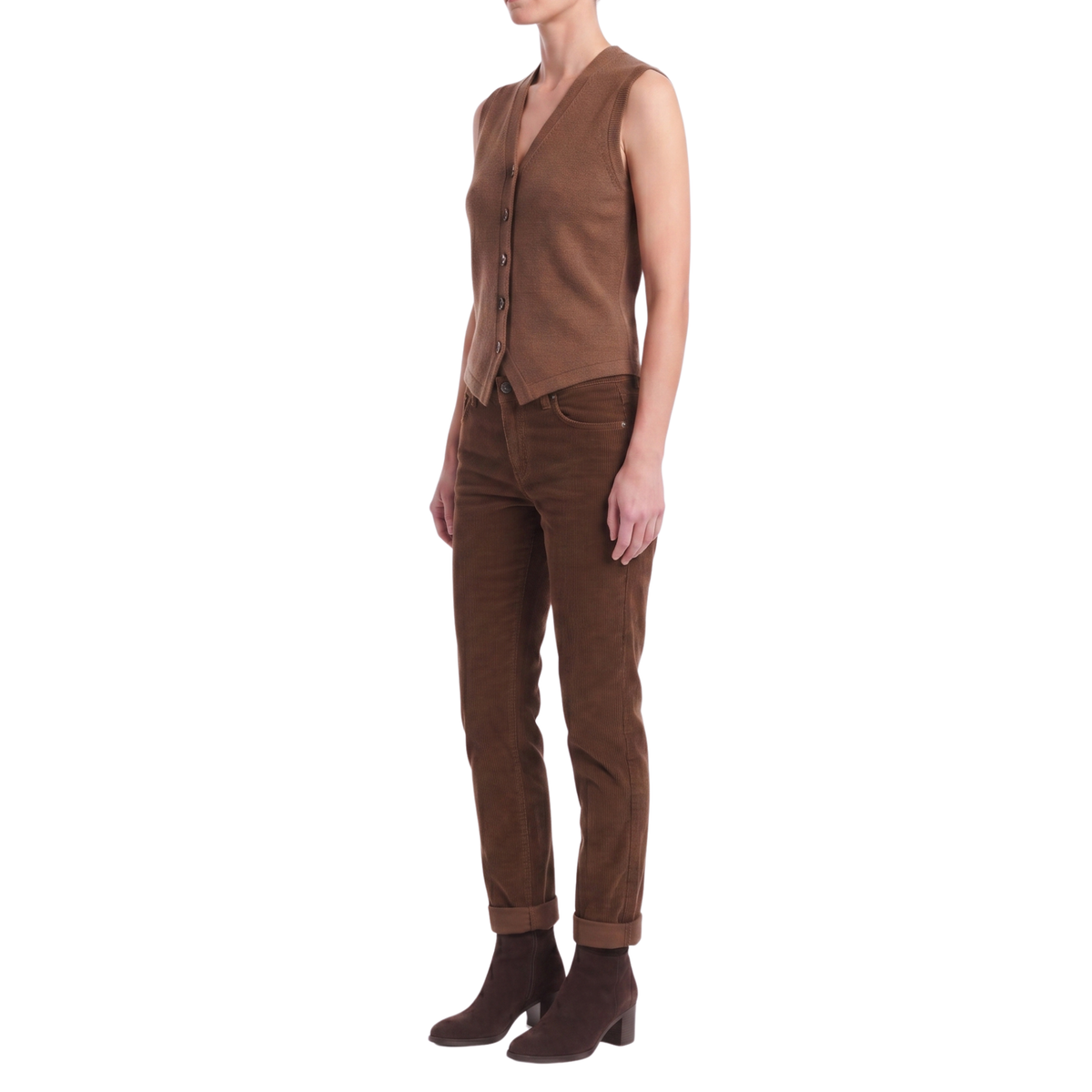 Pantalon chino velours côtelé camel