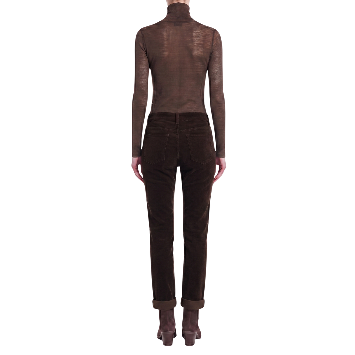 Pantalon chino velours côtelé marron