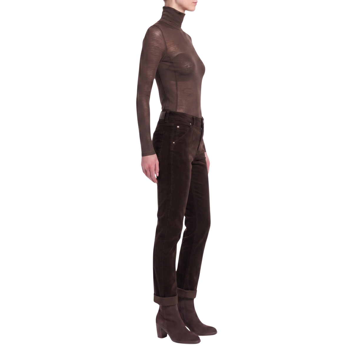 Pantalon chino velours côtelé marron