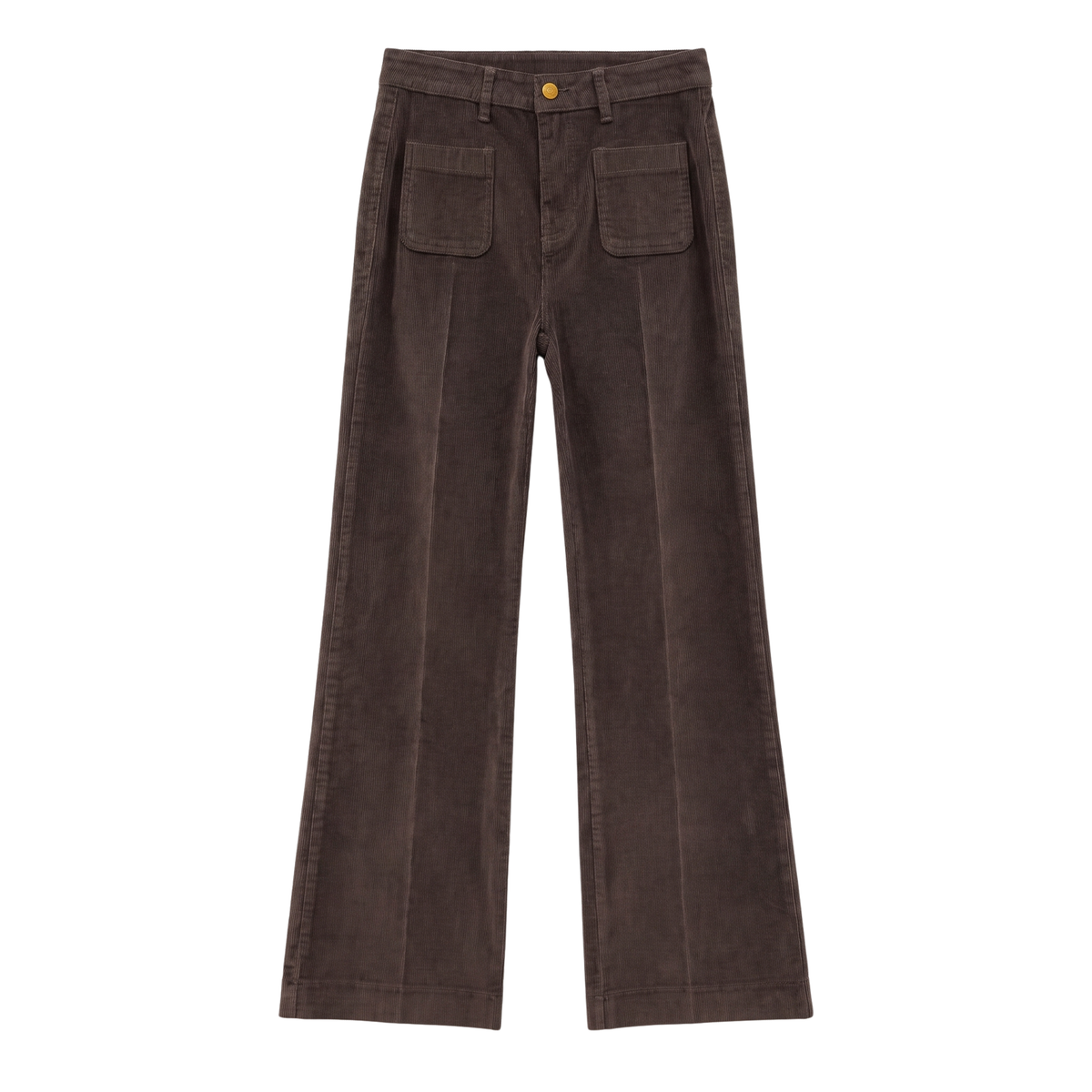Pantalon droit velours côtelé choco