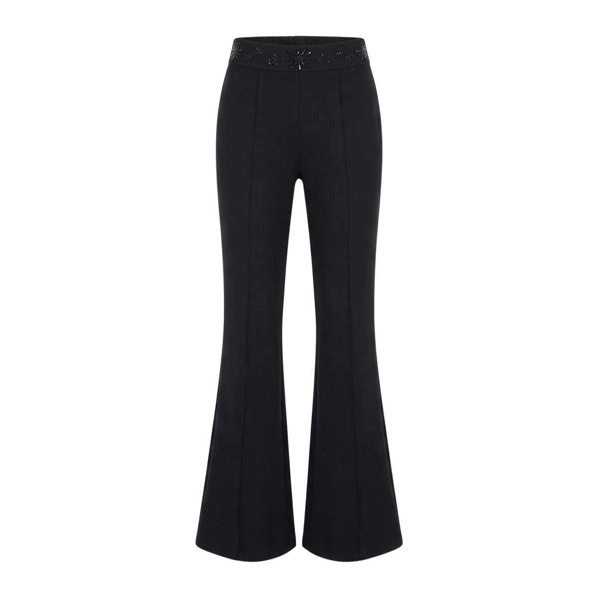 Black Stretch Wool Legging Trousers Interdee Sequin Waistband