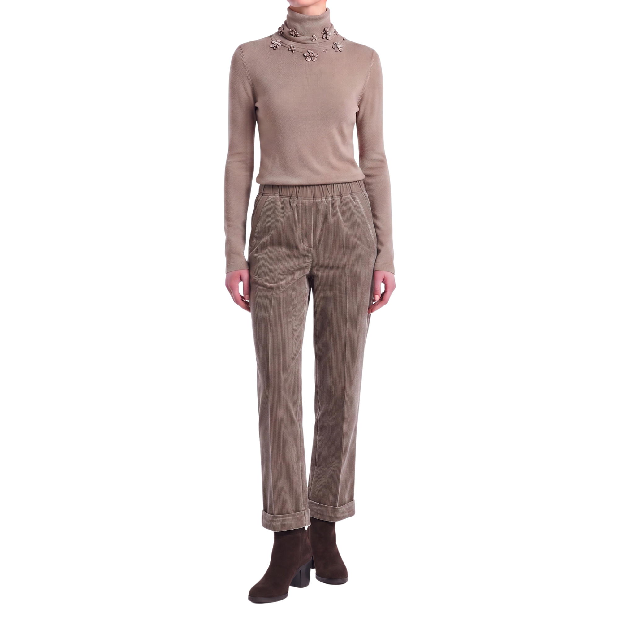 Taupe Corduroy Trousers Interdee
