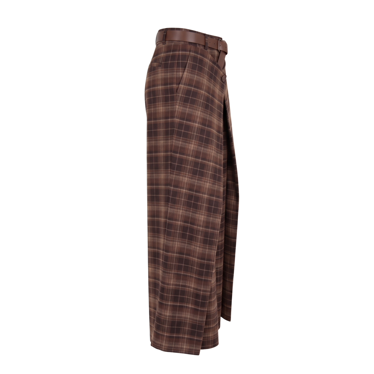 Pantalon portefeuille tartan coffee