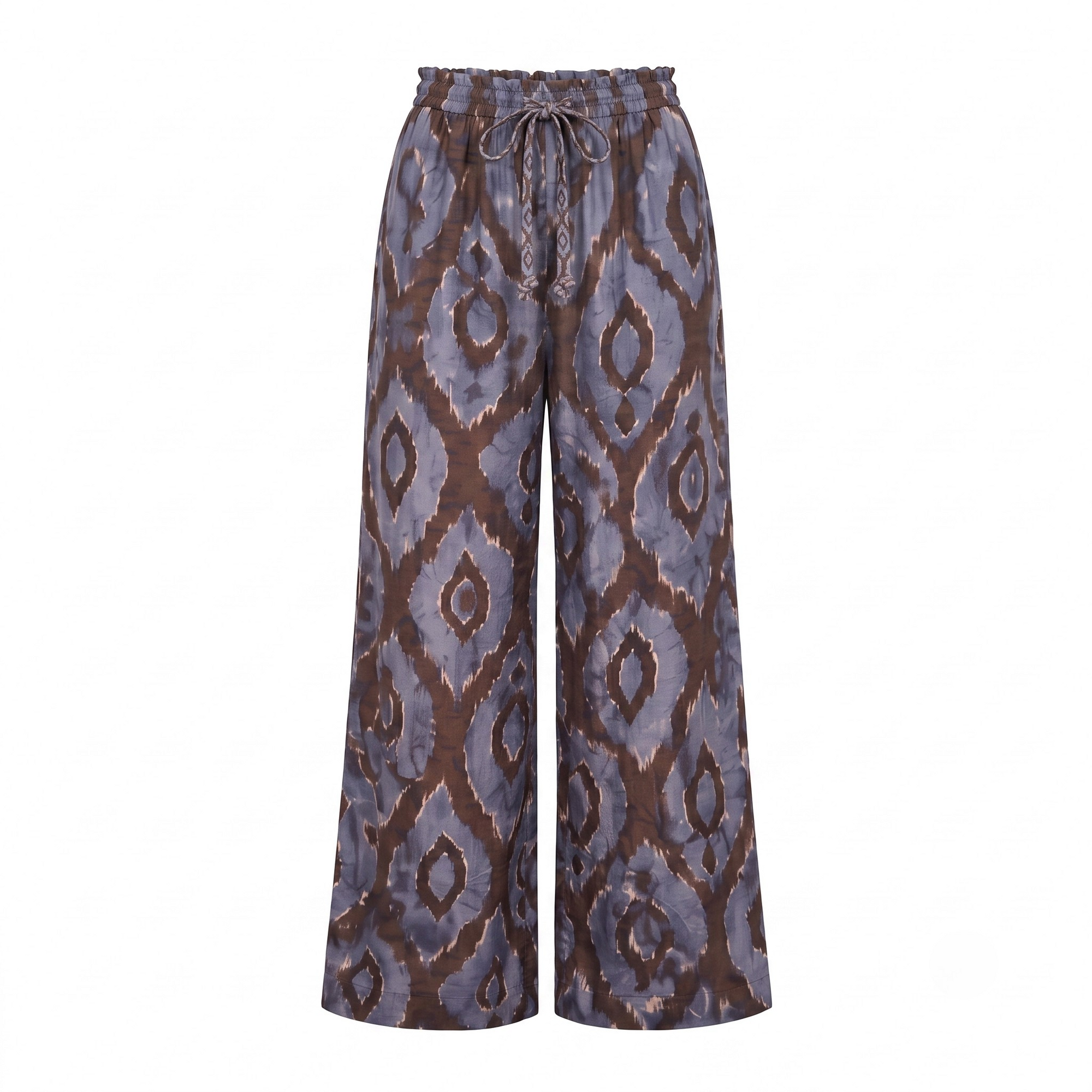 Pantalon indigo motifs marron