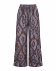 Pantalon indigo motifs marron