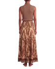 Pantalon large motif cachemire marron