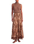 Pantalon large motif cachemire marron
