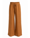 Pantalon Mariley lin fluide large cognac