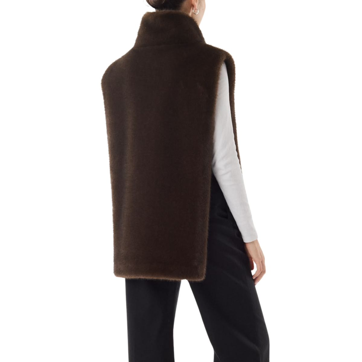 Poncho mocca fausse fourrure col montant