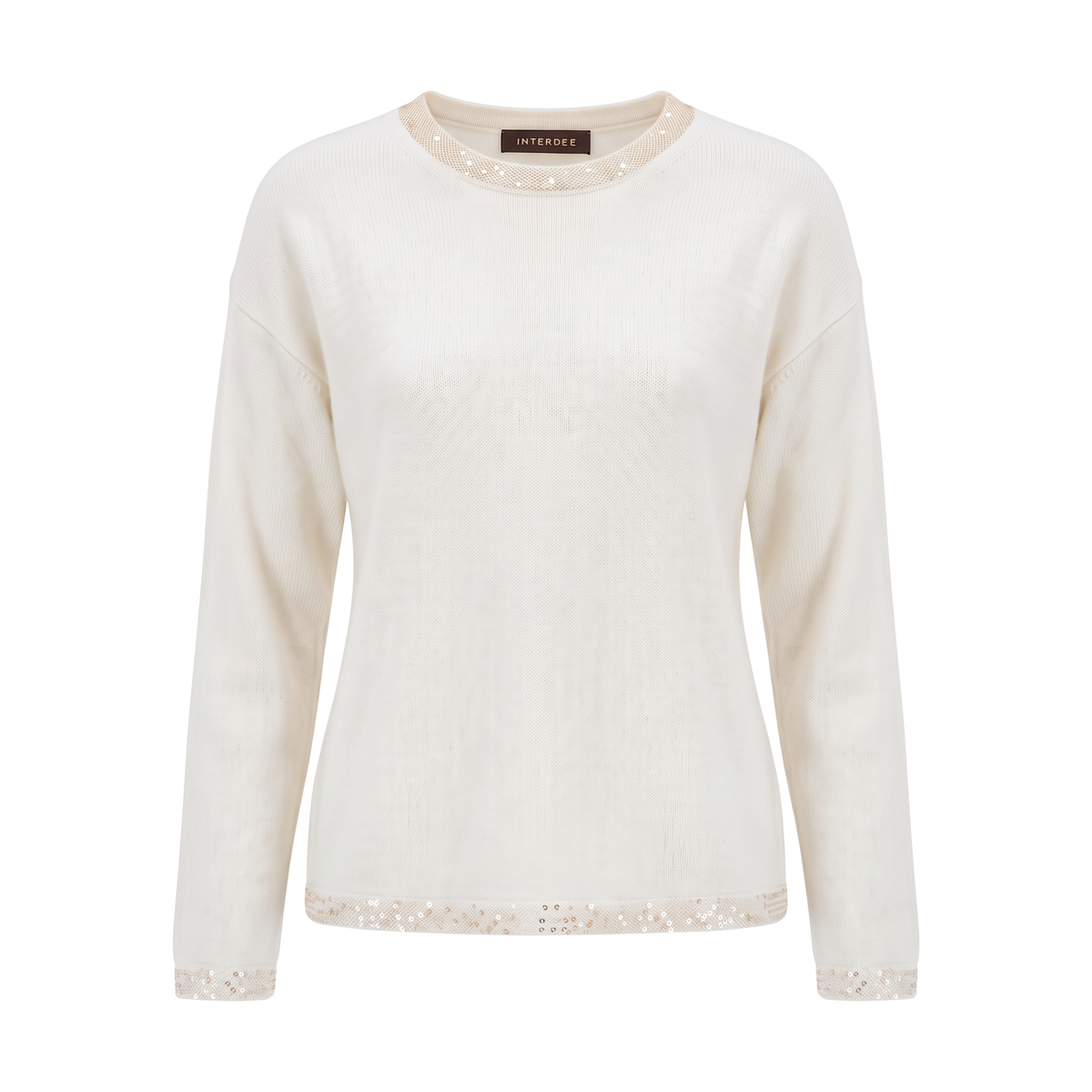 INTERDEE pull cachemire écru sequins