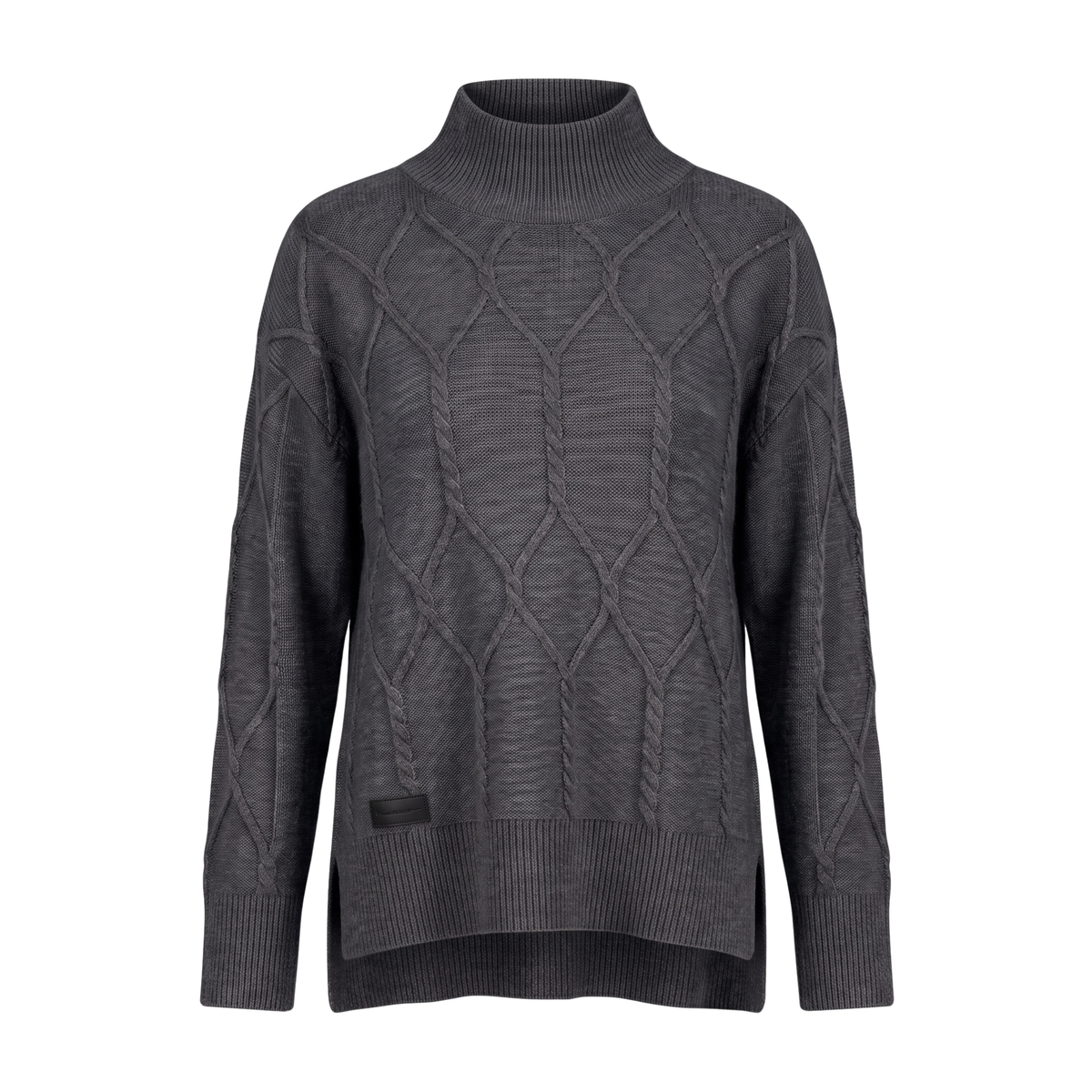Pullover Anthrazit Lang Kaschmir Interdee Rauten Strass
