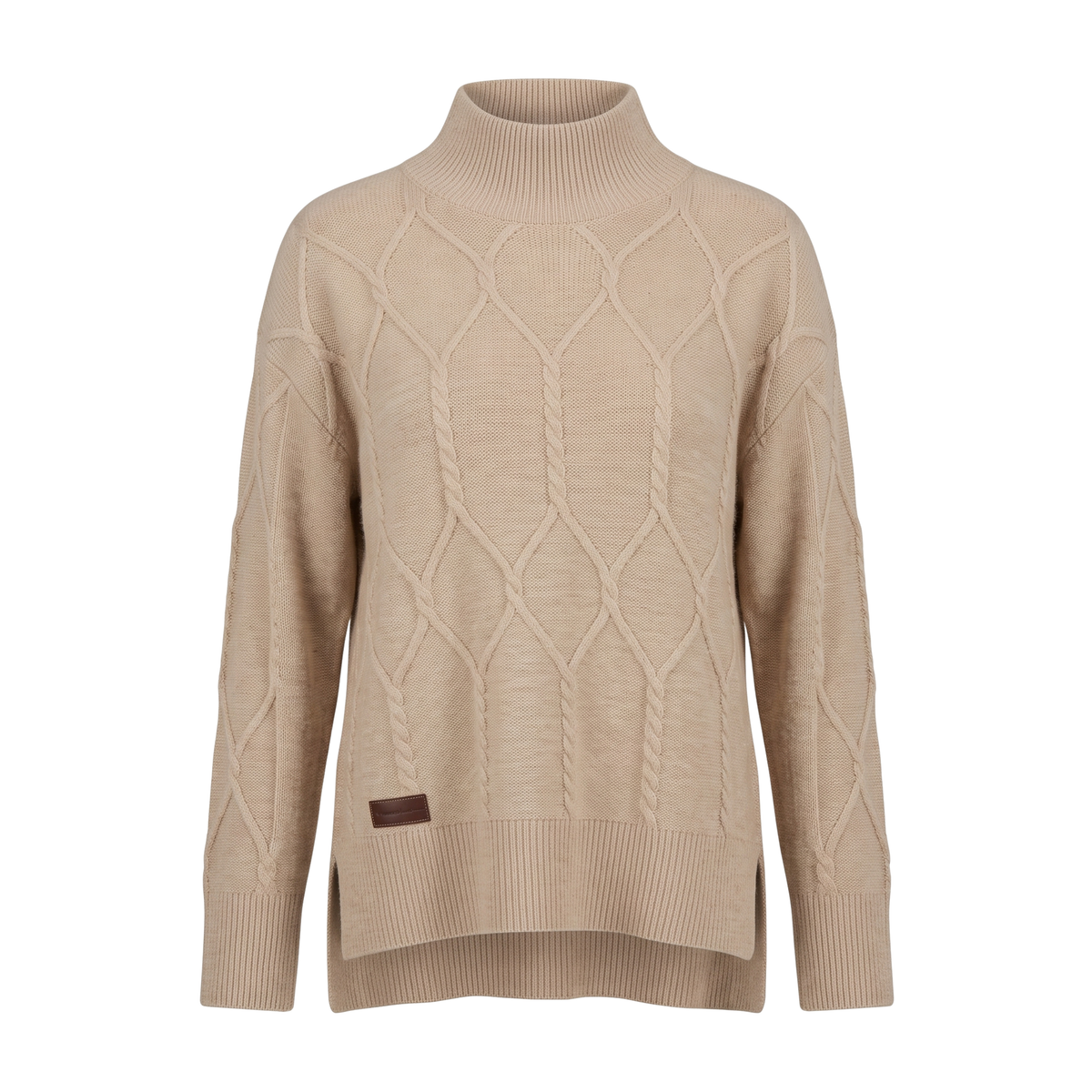 Pullover Beige Lang Kaschmir Interdee Rauten Strass