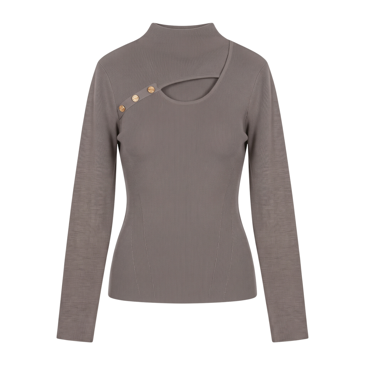 INTERDEE pull taupe découpe