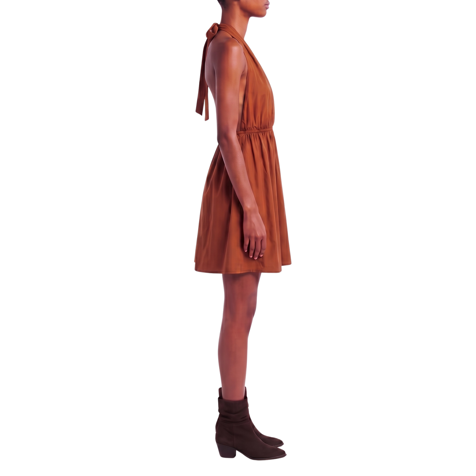 Robe courte dos nu chataigne