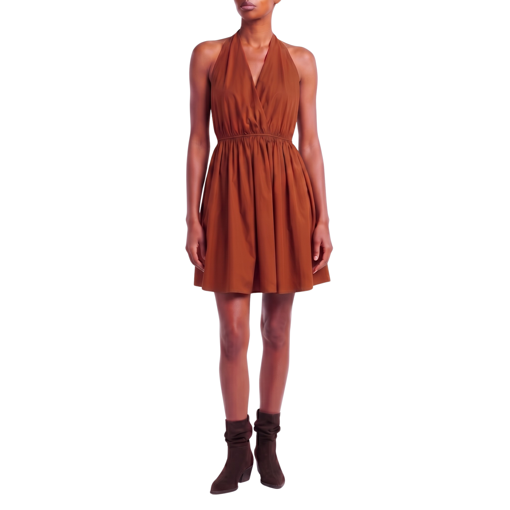 Robe courte dos nu chataigne