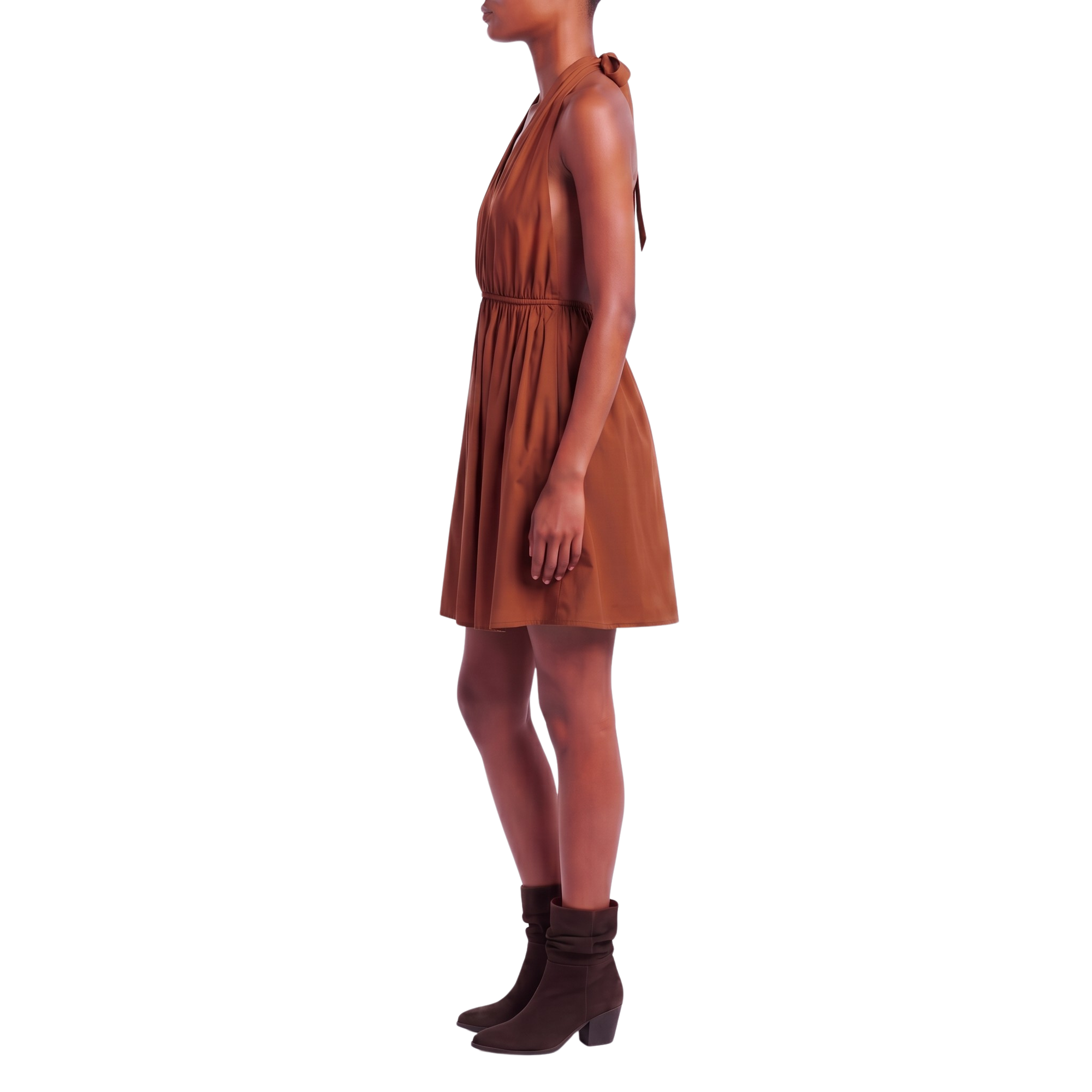 Robe courte dos nu chataigne