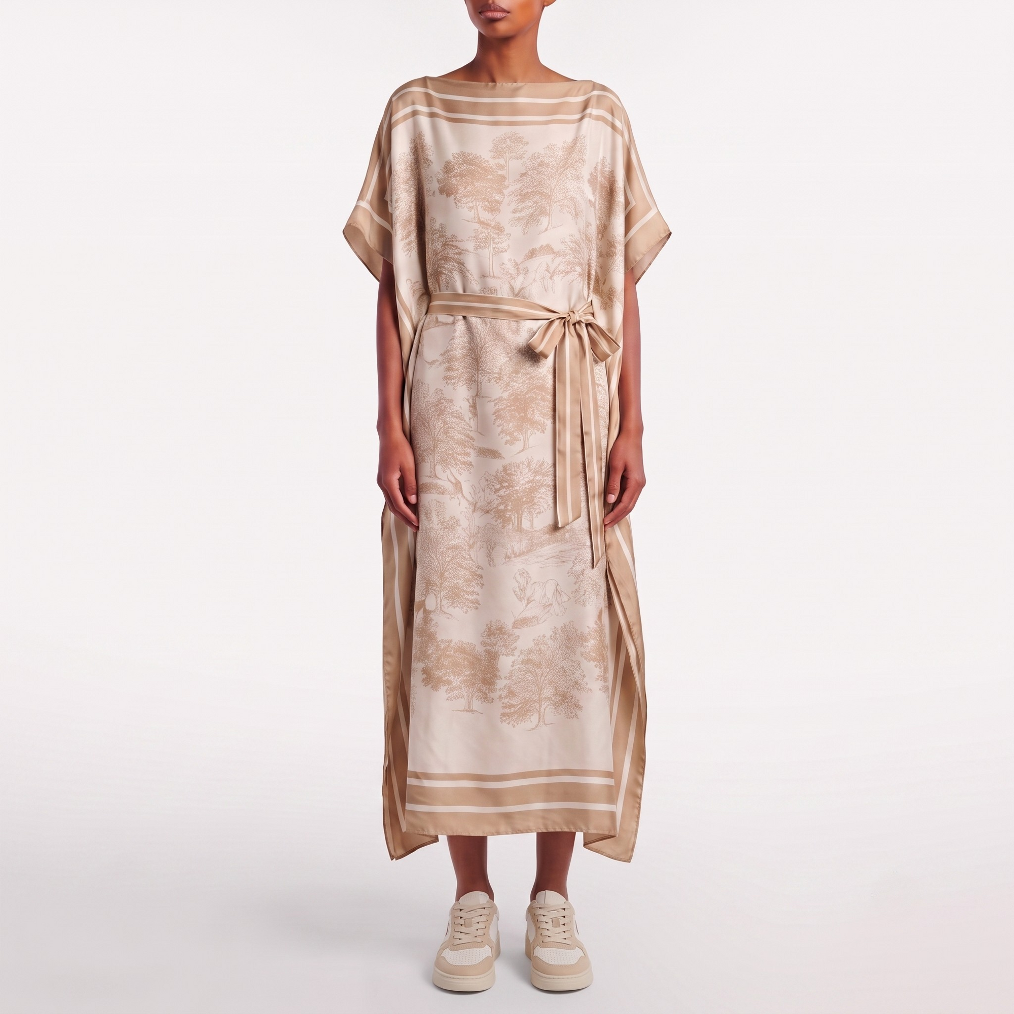 Robe foulard écru beige