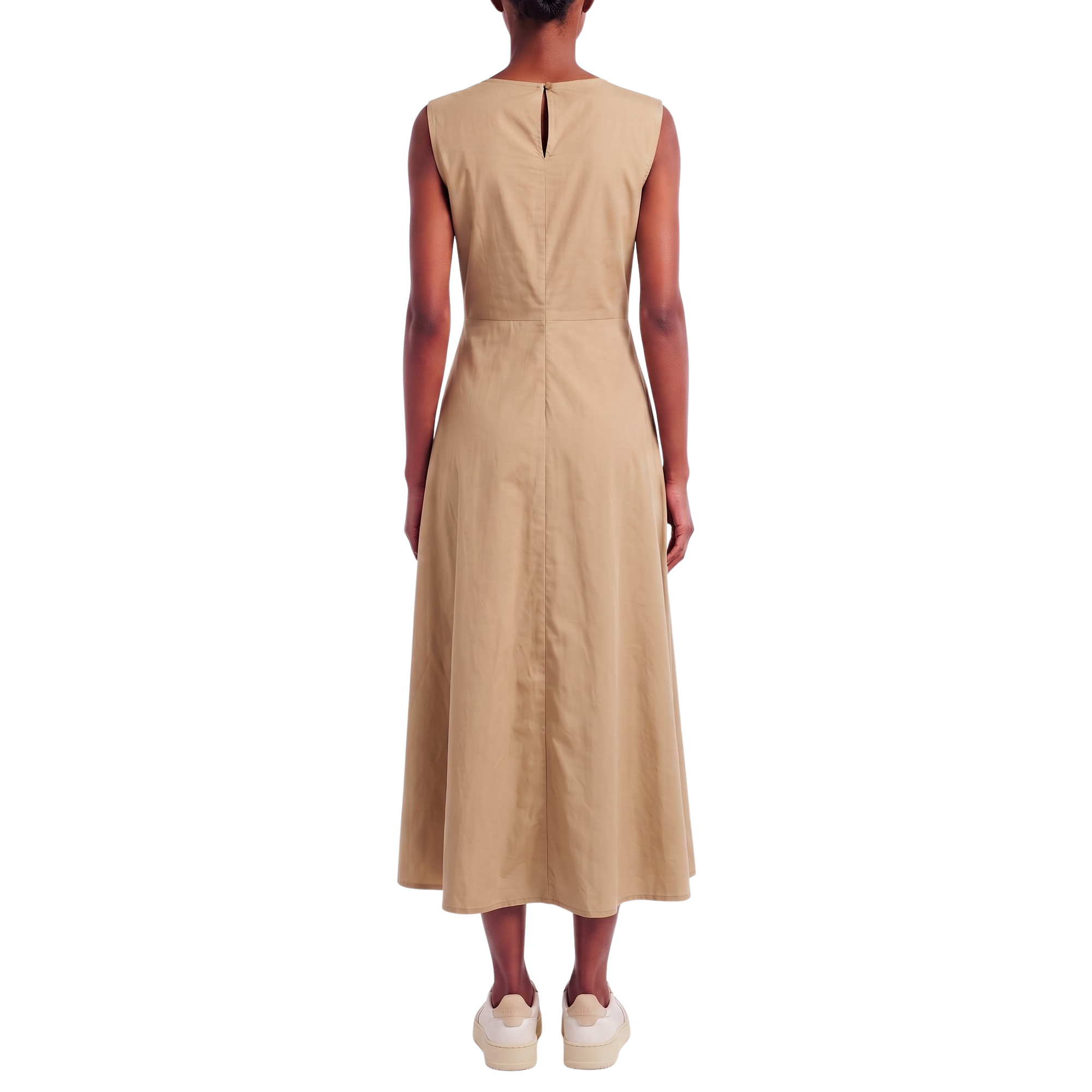Robe longue drapée noeud beige