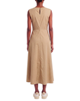 Robe longue drapée noeud beige