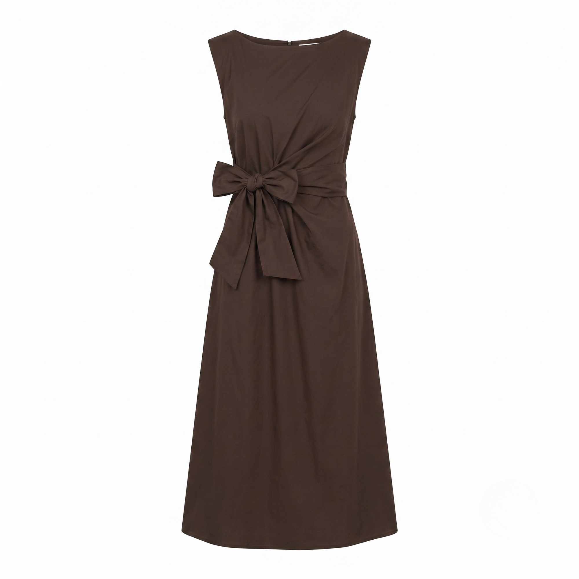 Robe longue drapée noeud chocolat
