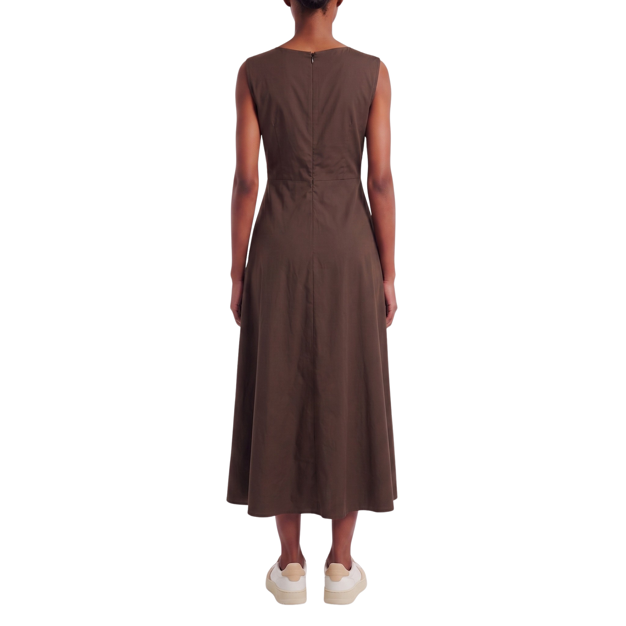Robe longue drapée noeud chocolat