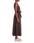 Robe longue drapée noeud chocolat