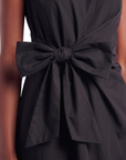 Robe longue drapée noeud noir
