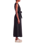 Robe longue drapée noeud noir