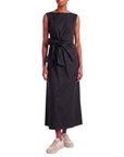 Robe longue drapée noeud noir
