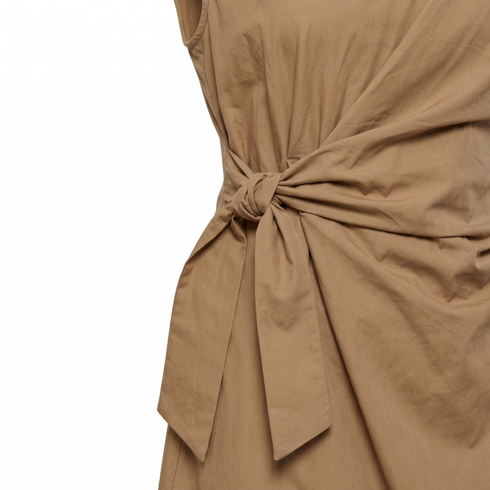 Robe midi drapée noeud camel