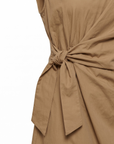 Robe midi drapée noeud camel