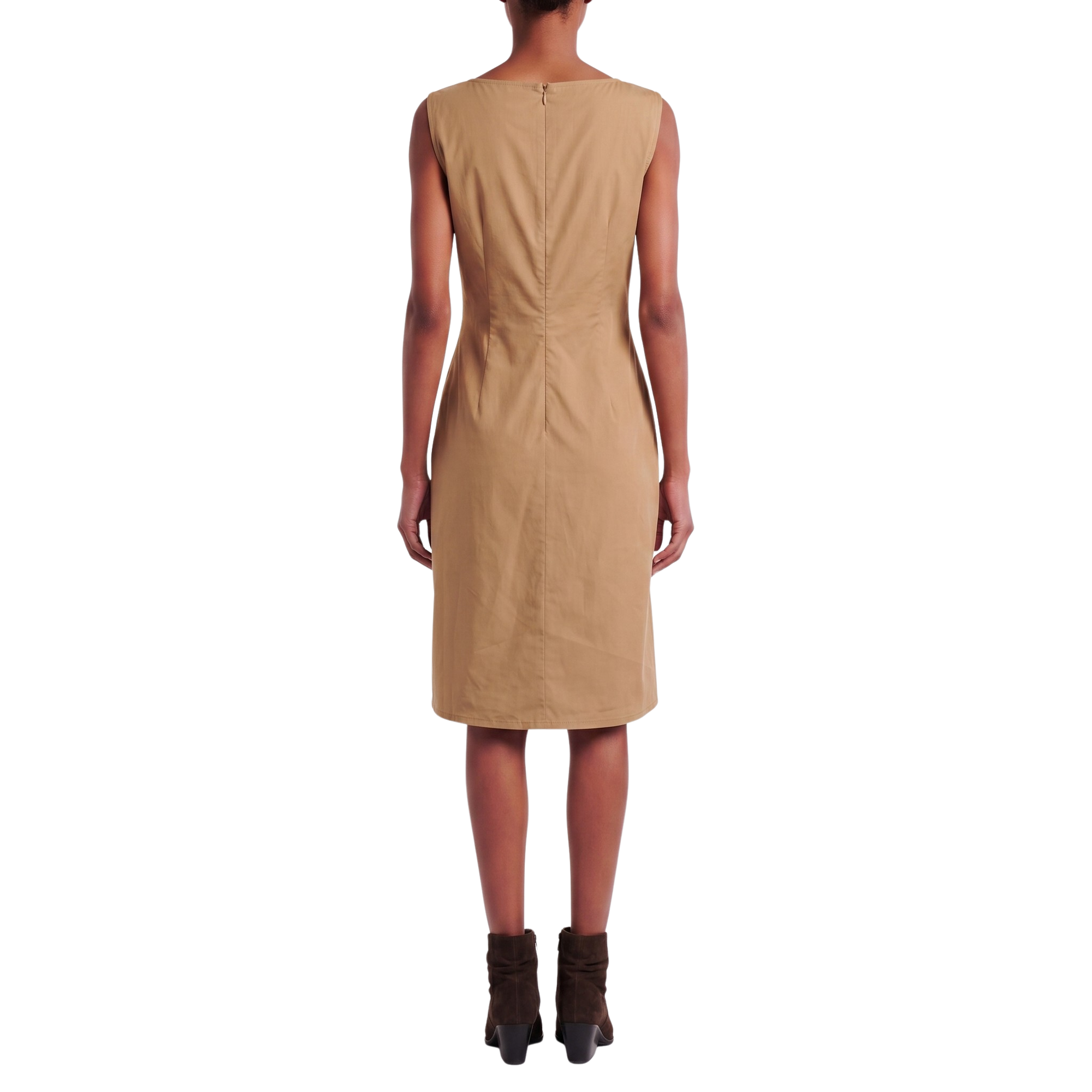 Robe midi drapée noeud camel