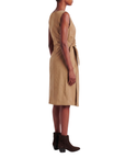 Robe midi drapée noeud camel