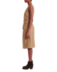 Robe midi drapée noeud camel