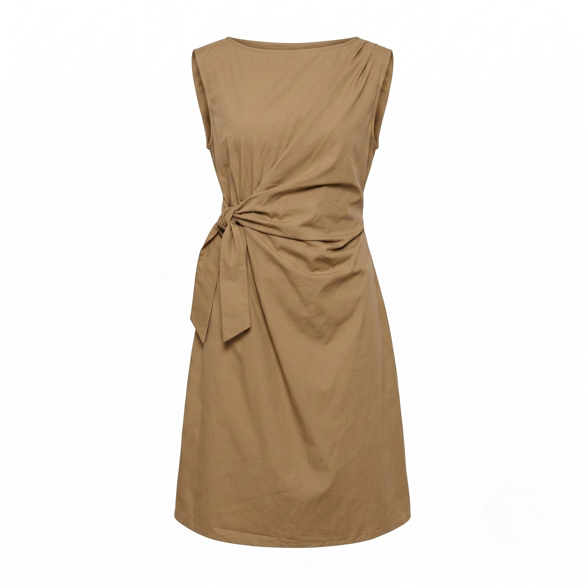 Robe midi drapée noeud camel