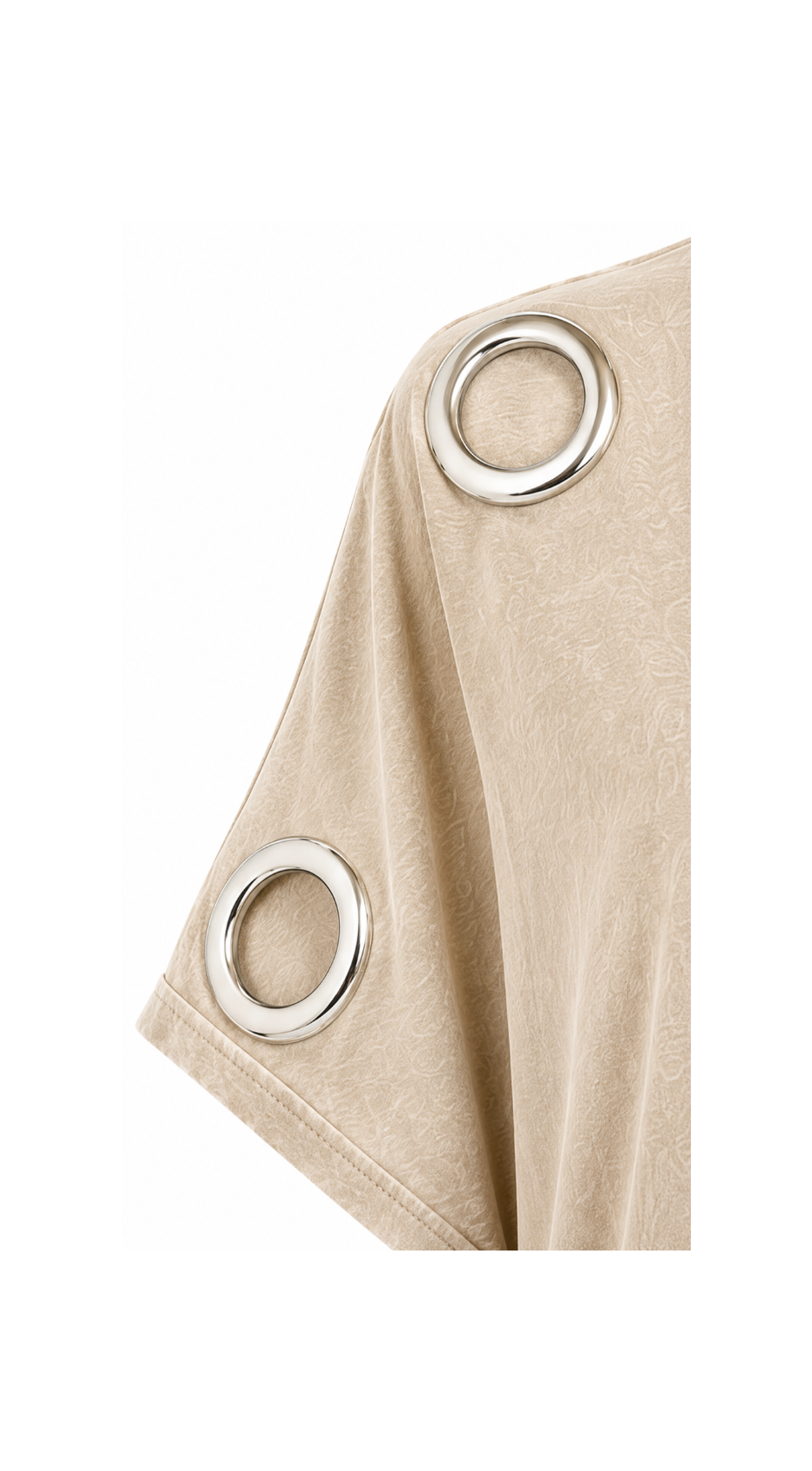 T-shirt oeillets beige délavé